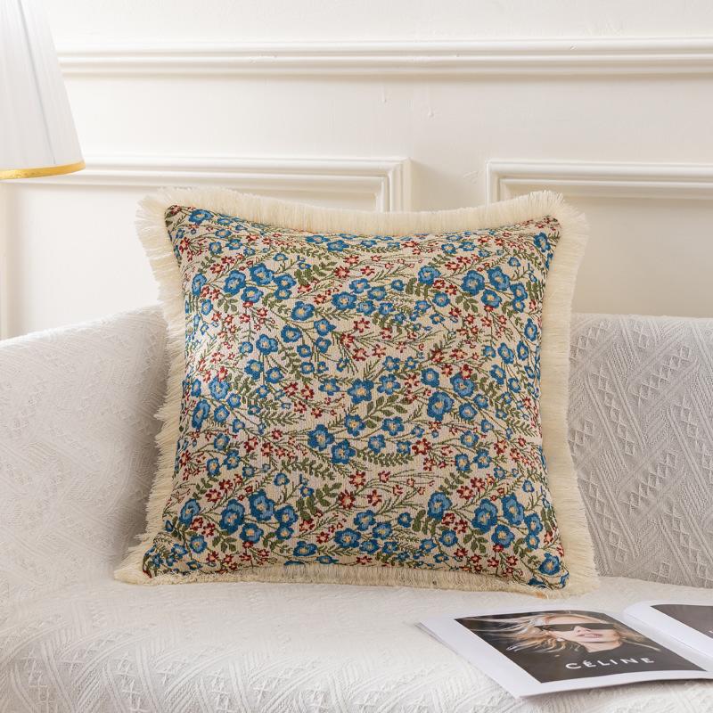 

2pcs Vintage Floral Sofa Pillow Cover with Tassels, Zipper Closure, Hand Wash Only, Multi-Use for Living Room, Bedroom, Car Decor 2pcs 45X45 without core