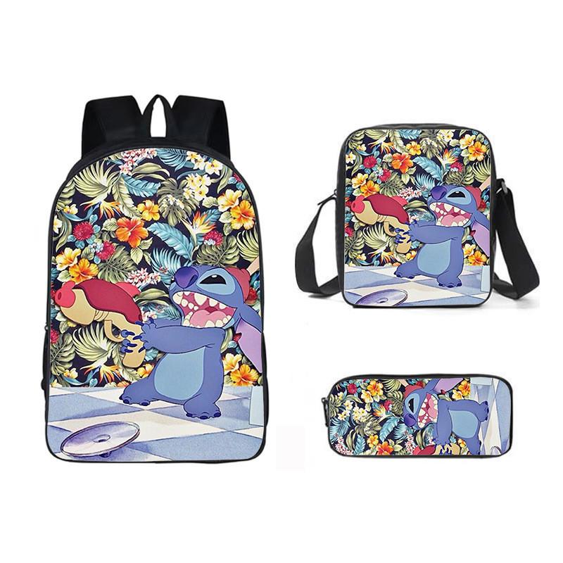Stitch Cartoon Backpack For Kids Oxford Fabric Waterproof School Bag With Breathable Straps