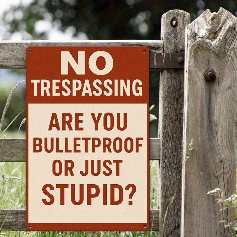 Vintage Metal Sign No Trespassing Wall Decor for Garden Garage Farm