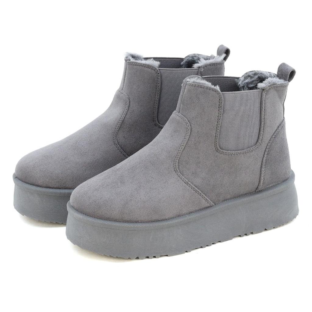 Dedes Shearling Side Gore Thick Unisex Boots, Mid-Length Flats, 4.5cm Sole, Fur, Snow, Winter, Warm, Boa,
