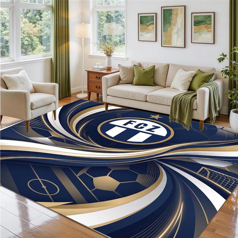 FC Zürich Design Crystal Velvet Rug Soft Decorative Mat for Bedroom Entrance