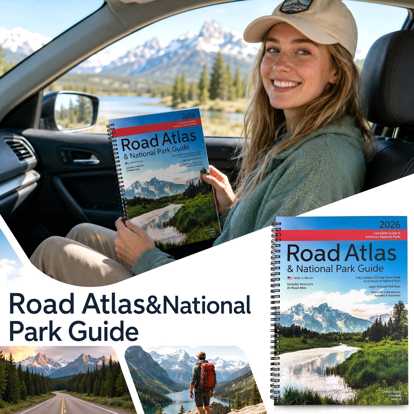 2026 Road Atlas and National Park Guide Spiral Bound Complete Guide to America’s National Parks with Detailed Road Maps and Park Information One Size белый