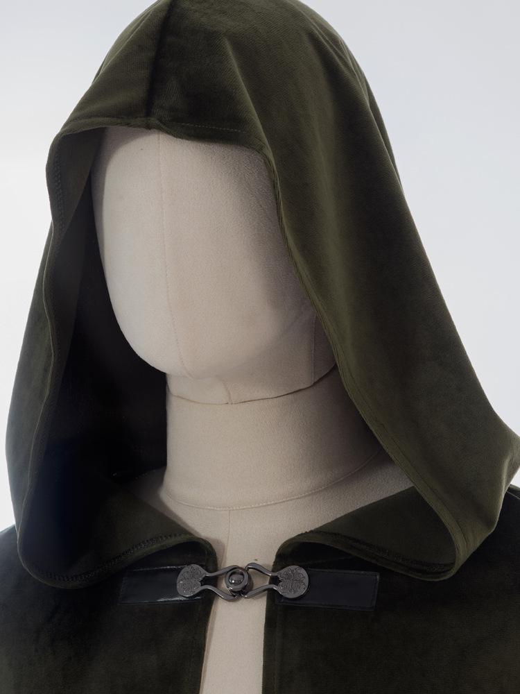 Medieval Hooded Cloak Suede Plush Cape for Halloween & Comic Con Role-Play
