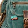 Camping Keychain Cartoon RV Shape Keychain, Contrasting Color Keyring Accessories for Travel Trailers, Enameled Metal Retro Car Trailer