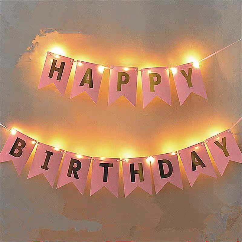 Happy Birthday Fishtail Flag Banner with Hot Stamping for Party Decoration