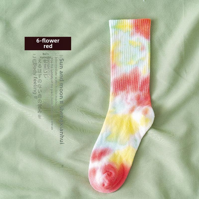 Gradient Tie-Dye Mid-Tube Cotton Socks - Women's Street Fashion & Sport Trend