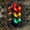 Vintage Traffic Light Tin Sign Retro Metal Wall Art Decor Gift Home Office