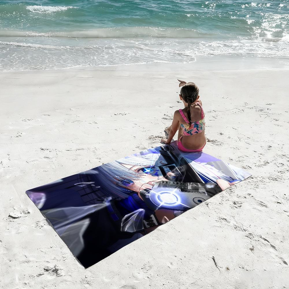 A-Amane Kanata Singer VTuber Towel Soft Lightweight Anti-Sand Large Beach Towel Quick-Drying Bath Sports Family