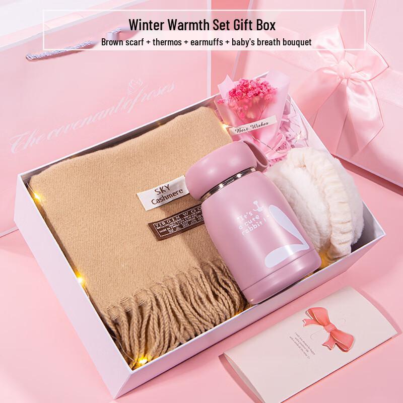 Winter Warmth Gift Set Thermos + Scarf + Earmuffs