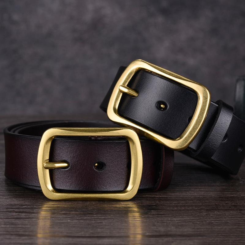Men'S Leather Belt Cowhide Pin Buckle Belt Casual Pants Belt