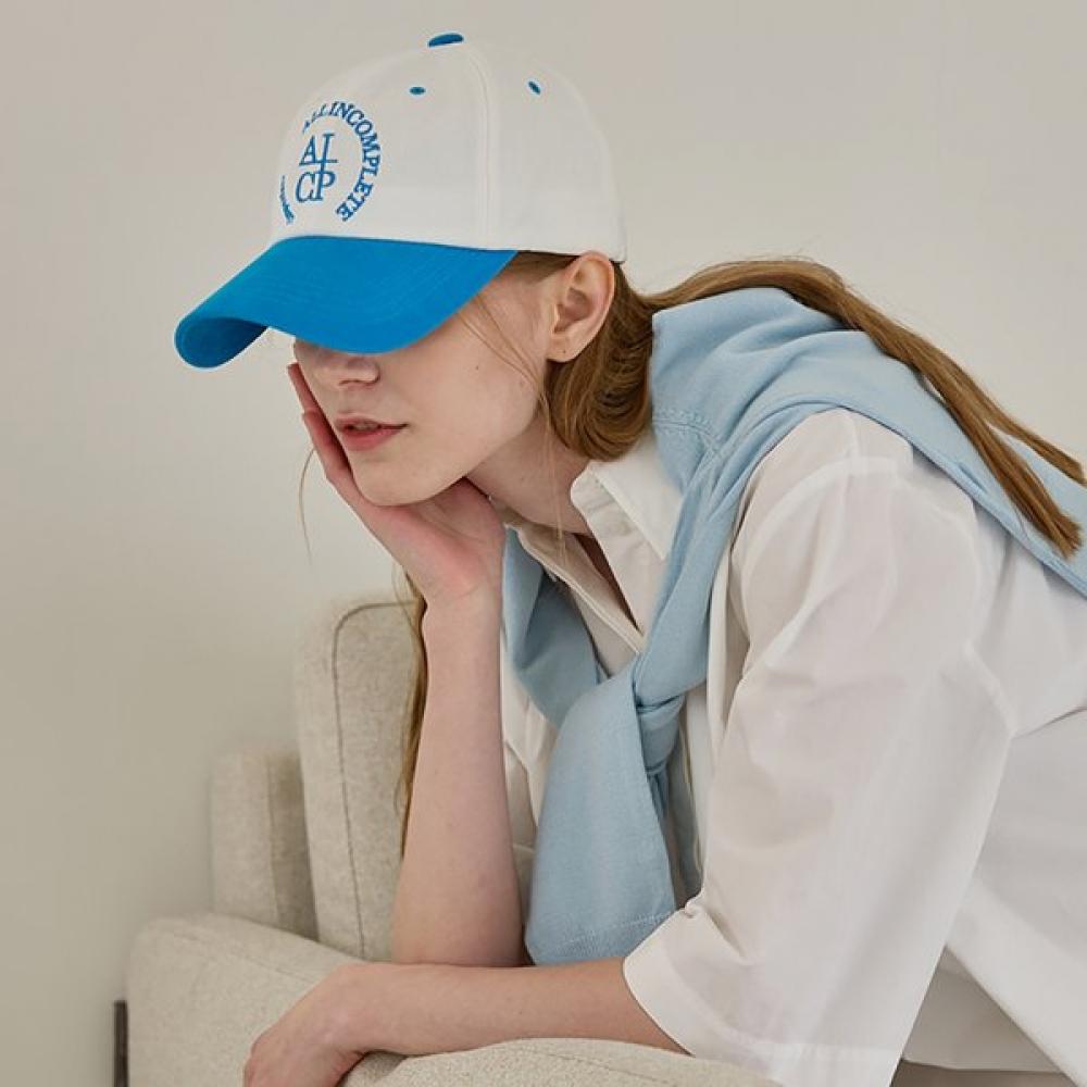 Allincomplete Round Logo Ballcap White Block Strawberry & White