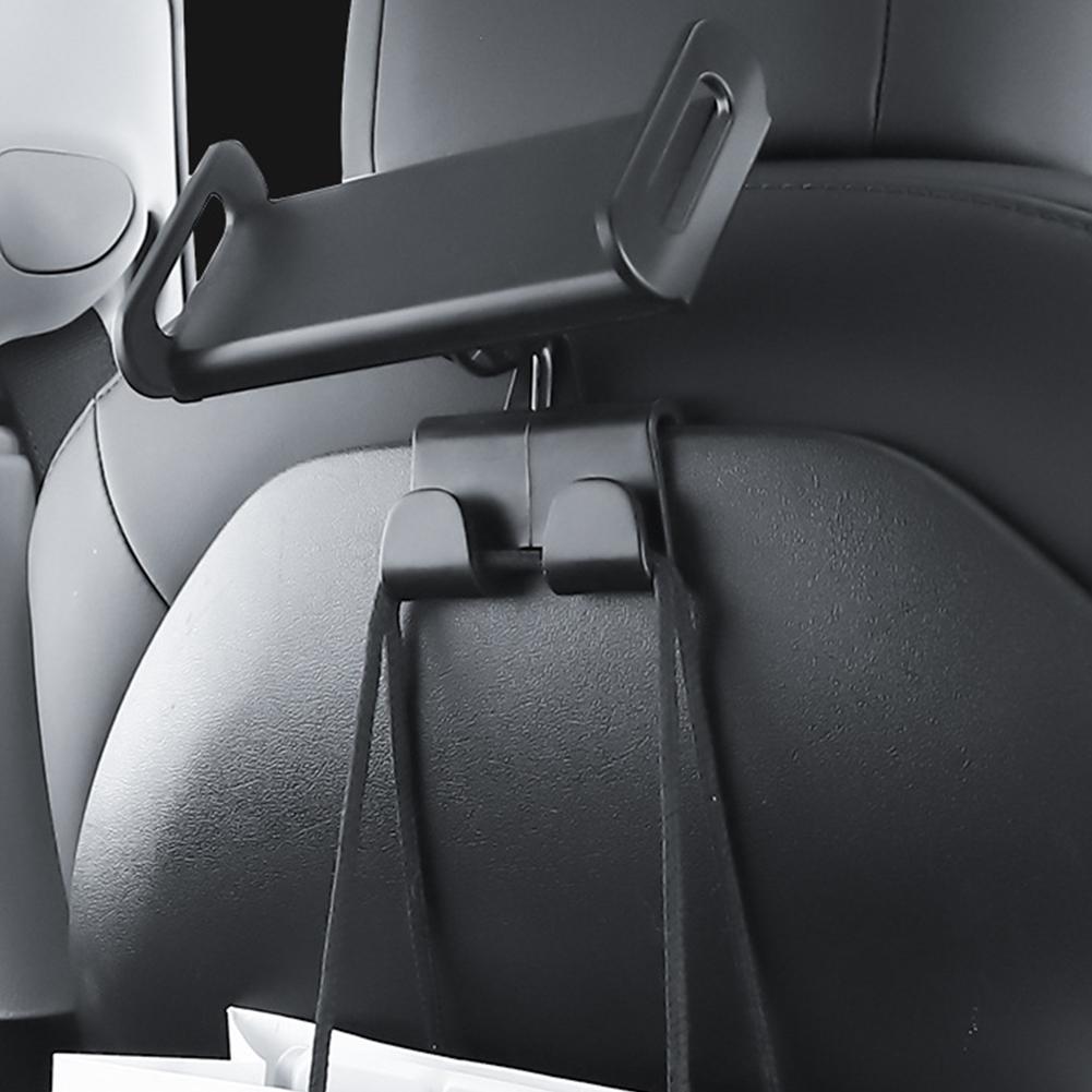 Headrest Hook For Car Seat Back With Clip Tablet Holder Phone Stand for Tesla Y 2026 For Purses Handbag Grocery Bag Z0L1