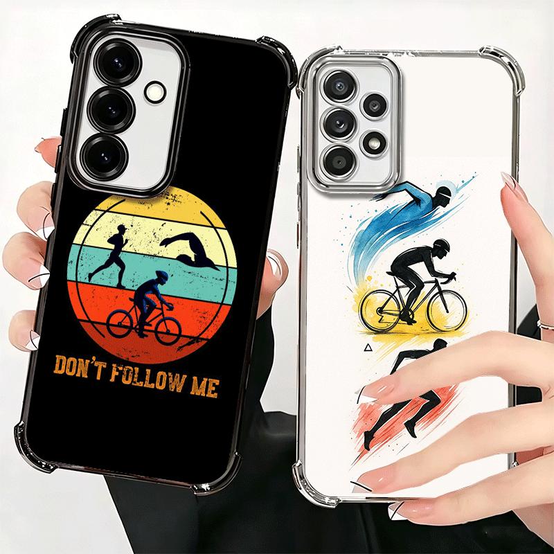 Triathlon Swim Bike Run Soft Phone Case For Samsung A17 A27 A07 A37 A57 A16 A56 A15 A55 A14 A54 A13 A53 A26 A36 A25 A35 A24 A34