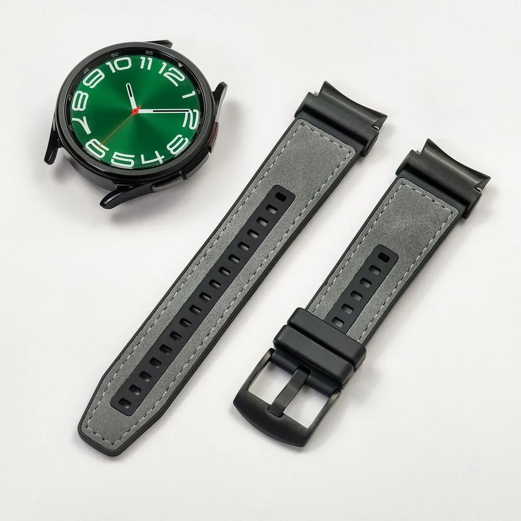 No Gaps Leather Strap for Samsung Galaxy Watch 7 6 5 4 40mm 44mm Watchband Bracelet for Galaxy Watch 6Classic 43 47mm 5Pro 45mm