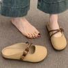 Baotou Schuhe Halbschuhe Flachboden Ein-Fuß-Hausschuhe Flip-Flops für Faule