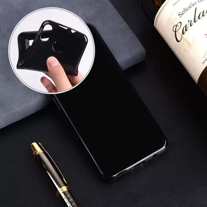 Coque pour Samsung Galaxy A22 5G - Noir - Souple TPU - Anti-Chute - Verre Trempé - Protection écran