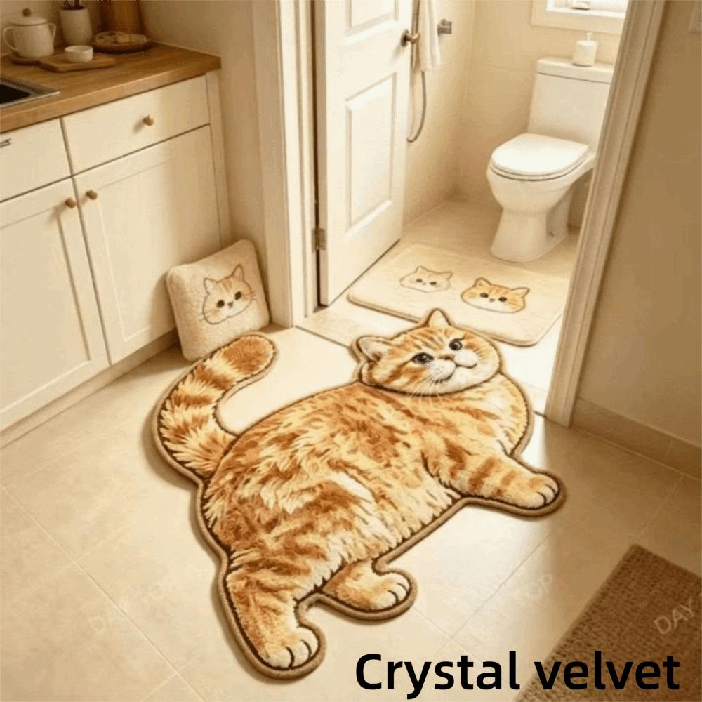Imitation Cashmere Entryway Door Mat Crystal Velvet Bedside Carpet Cat Shape Floor Mat  Entry Door Style4-1