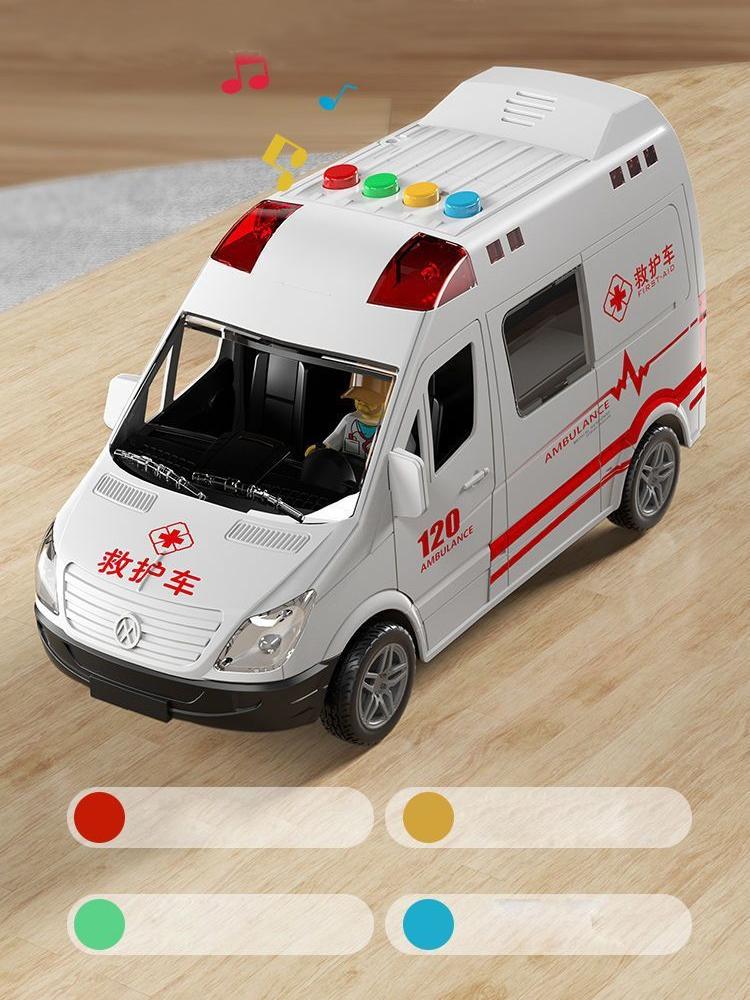 Dětská sanitka 120, hračka, která otevírá dveře, hudební příběh, simulace setrvačnosti 110, policejní auto pro chlapce