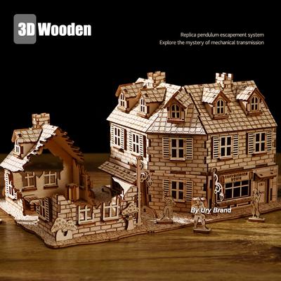 3D dřevěné puzzle Válečné město 2. světové války Poválečná ruční výroba Mechanická montáž Model domu Kutilské sady Hračky Dekorace na stůl Dárky pro