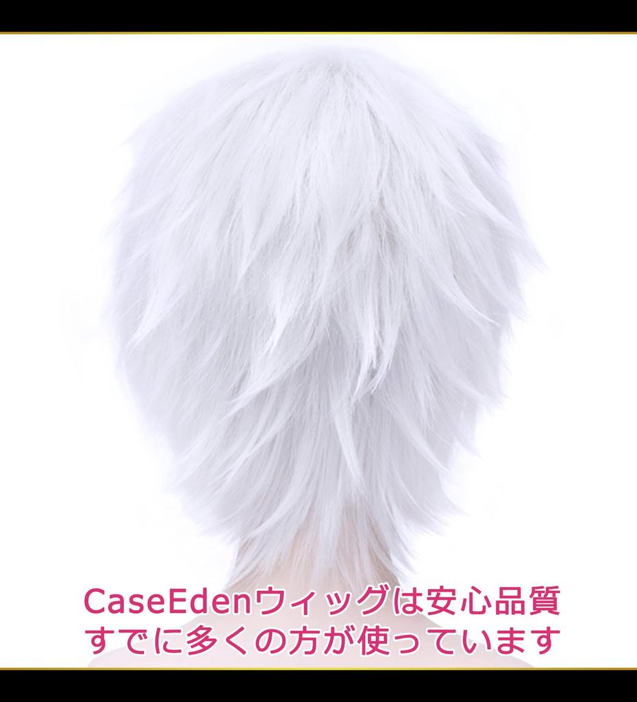 CaseEden Cosplay Wig, Short, 30cm, Heat-Resistant, Silver, White-Silver, Silvery-White, Includes 2 Wig Nets