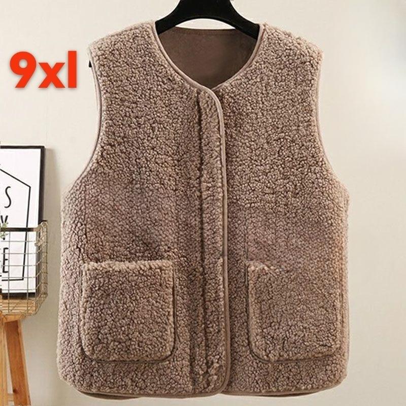 Übergröße Lammwolle Weste Damenweste Herbst und Winter Pelz Einteilige Oberbekleidung Schulterweste Oberbekleidung