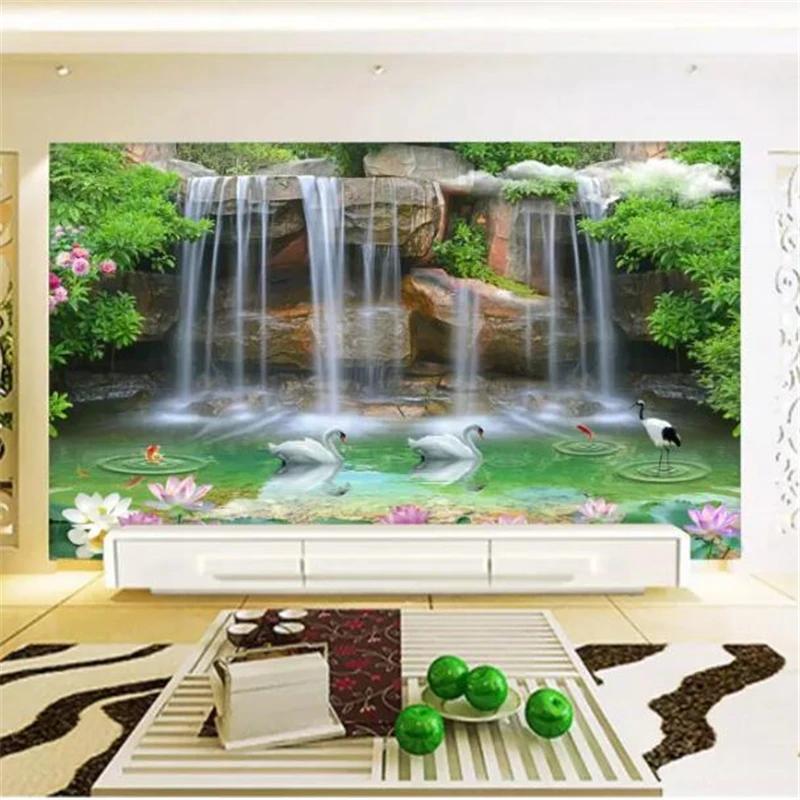 Tapet 3d mural pictură peisaj cascadă romantic stereo fundal TV tapet decor acasă