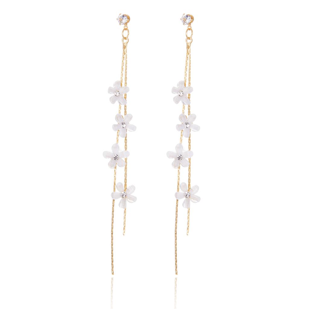 Korean Fashion Daisy Flowers Drop Earrings for Women Temperament Simple Long Tassel Earrings Female Party Wedding Jewelry Gifts