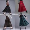 Velvet Pleated Skirt For Women With Lace Detailing And High Waist For Fall Winter