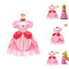 Super Mario Prinzessin Peach Cartoon Rollenspiel Kostüm Halloween Cosplay Kleid