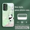 Beaded Panda Silver For Samsung Galaxy S23 U Ltra 24 Plus S20 21 FE S25 Ultra A70 A72 73 51 52 53 Tempered Glass Phone Case