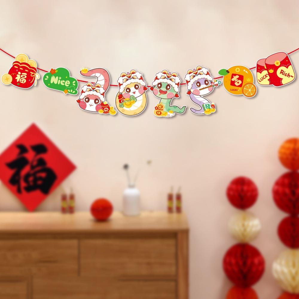 Paper Pull Flag Ornament Cartoon Snake Year Banner Hanging Snake Pendant  Spring Festival