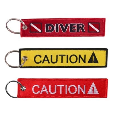 CAUTION DIVER Print Embroidery Tag Keychain Keyring Key Chain Pendant Gift
