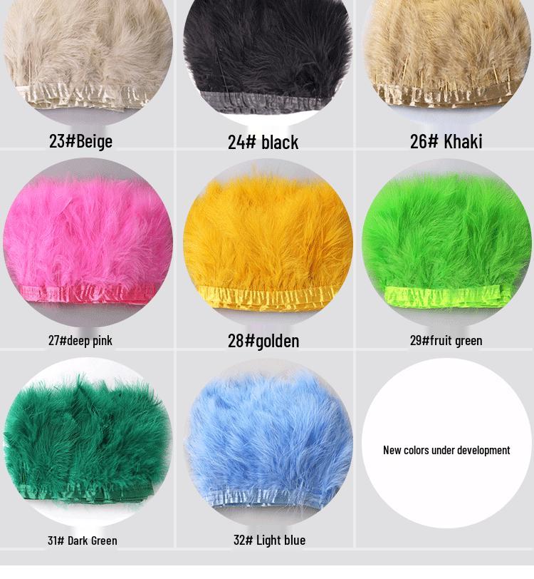 Turkey Feather Velvet Ribbon for DIY Wedding, Latin Headwear, and Clothing Accessories