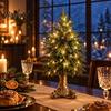 Reusable Holiday Table Decor Vintage Lighted Norfolk Pine Tree with Remote Control, Battery Operated Artificial Christmas Traditional Display