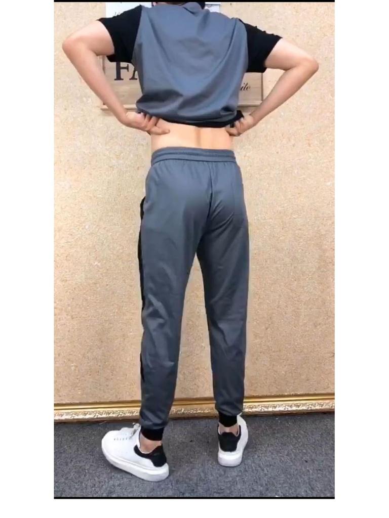 Icy Men's Classic Two-Piece Sportswear Set - Summer Casual Nine-Point Elastic Pants