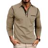 Men's Solid Color Button Lapel Long Sleeve Top Men's Casual Fashion Long Sleeve Top