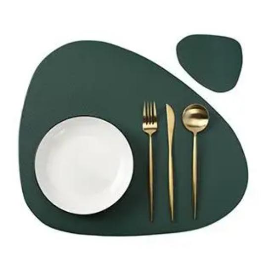 1/4/6 Sets Black Table Placemats and Coasters Oval Shaped Table Mats Pad Kitchen Accessories Place mat for Indoor  Outdoor