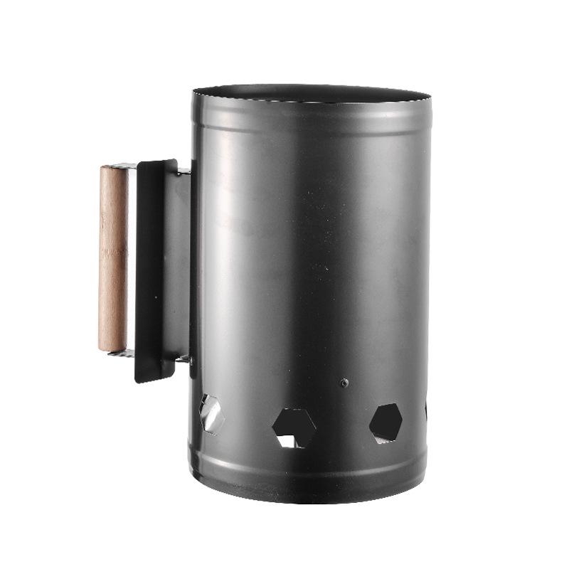 

Black Electrophoretic Fire Starter Bucket for Igniting Charcoal: Bamboo Charcoal Chimney for Outdoor BBQ Grills English color box