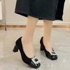 Mode Damen Heiß verkaufende hochwertige Produkte High Heel Pumps Glänzende Kristall Schnalle Schuhe 2025 Herbst Komfort Square Heels Pumps