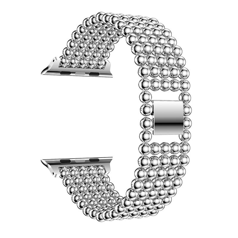 Solid Zinc Alloy Beads Link Chain Wrist Watch Band for Apple Watch Series 10 42mm/9 8 7 41mm/SE (2023) SE (2022) SE 6 5 4 40mm/3 2 1 38mm