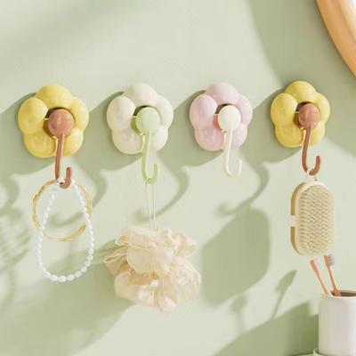 Removable Suction Cup Hooks Flower Shape Self-adhesive Suction Cup Hanger Multifunctional Wall Mounted