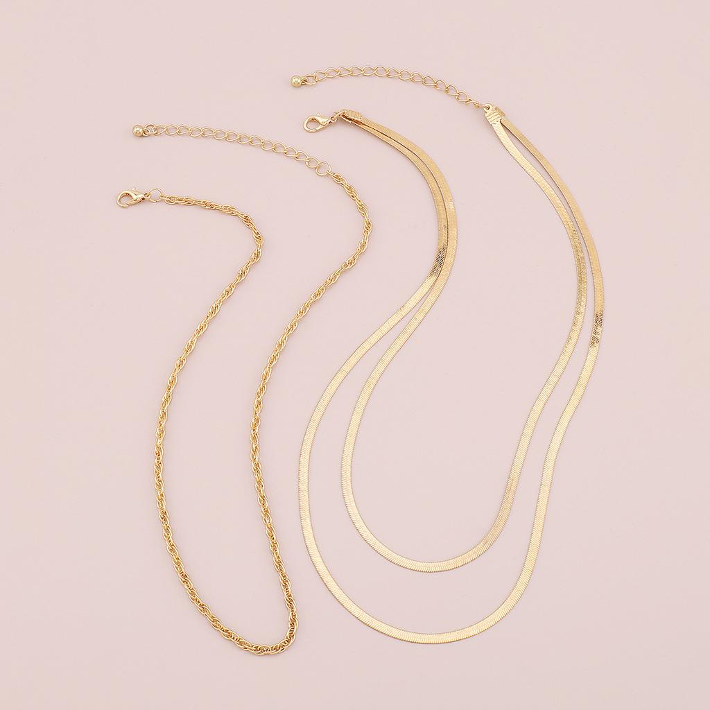 Women European Simple Multi-Layer Snake Bone Choker Retro Punk Metal Style Jewelry Minimalist Geometric Temperament Necklace