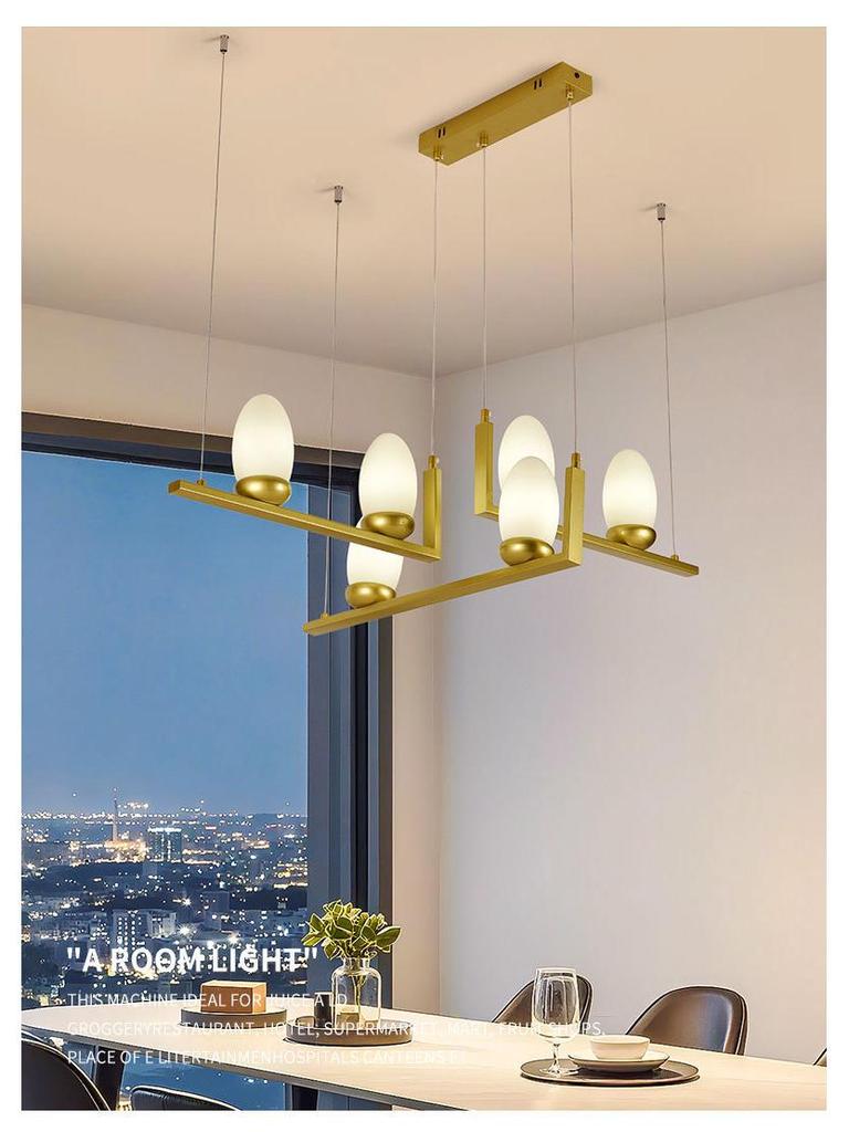 Nordic Minimalist Glass Chandelier with Milk White Shade for Dining Table