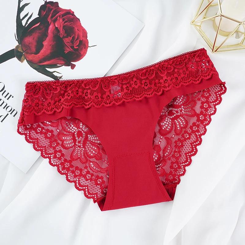 New Sexy Floral Lace Women'S Panties Female Hollow Out Briefs Transparent Low Rise Ladies Underwear  Size M-Xl Lingerie