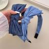 Women's Denim Blue Big Knot Ribbon Headband Hairband