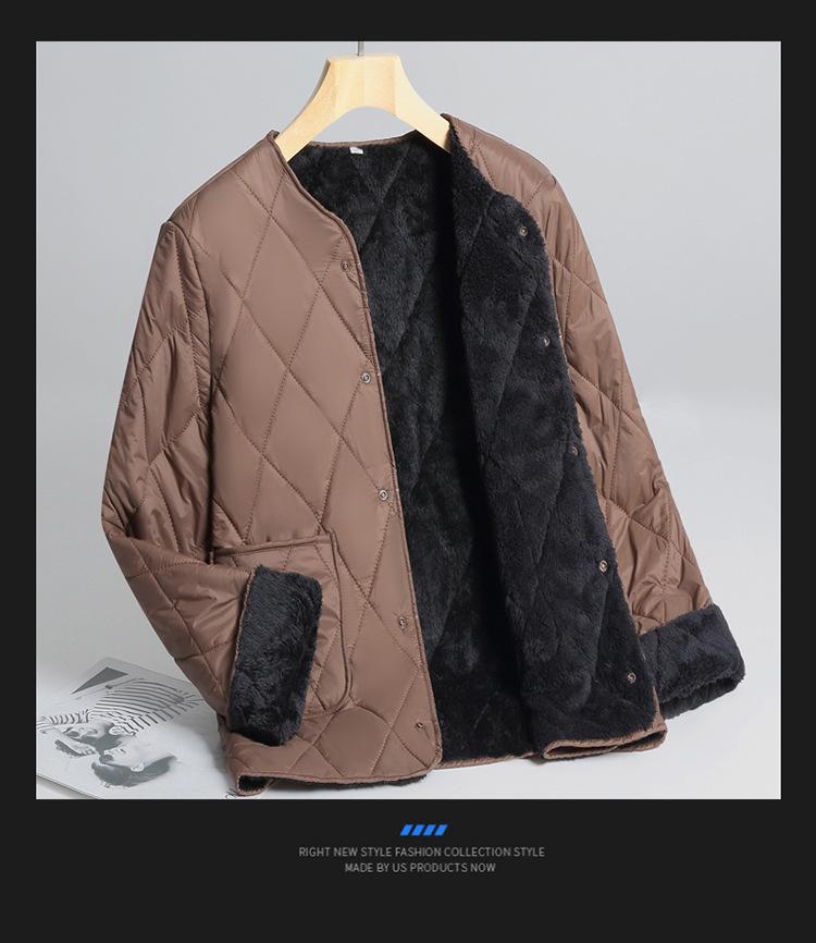 Autumn and Winter Short Styles, Fleece To Keep Warm, Middle-aged People, Small Cotton-padded Jackets, Light and Soft, and Fleece Outer Wear.