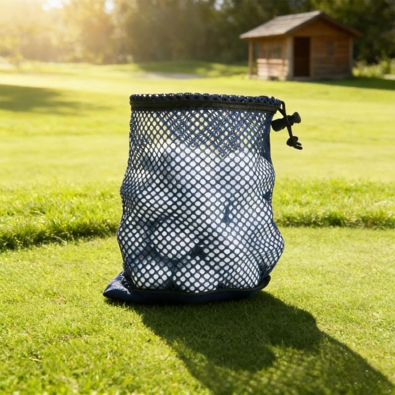 3 Piece/set Lightweight Nylon Mesh Golf Ball Bags Storage Organiser Case for Organized Storage and Adjustable Strap