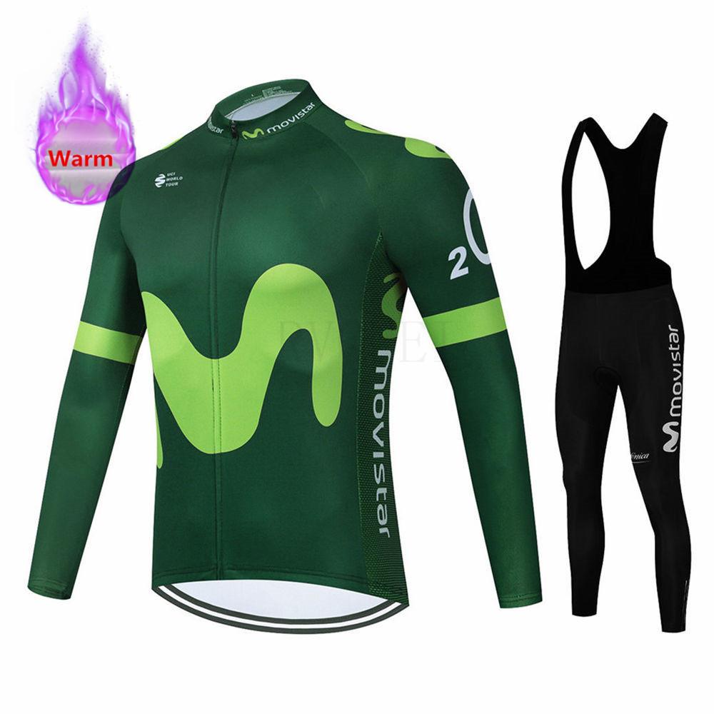 2026 Červený Movistar Zimní Fleecový Cyklistický Dres Sada Oblečení na Horský Kolo Oblečení na Kolo Ropa Maillot Ciclismo Hombre Závodní Oblečení