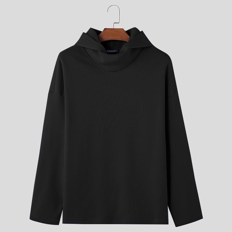 

INCERUN Большие мужские толстовки с капюшоном и длинным рукавом с воротником-стойкой, осенние пуловеры, свитшоты S чёрный