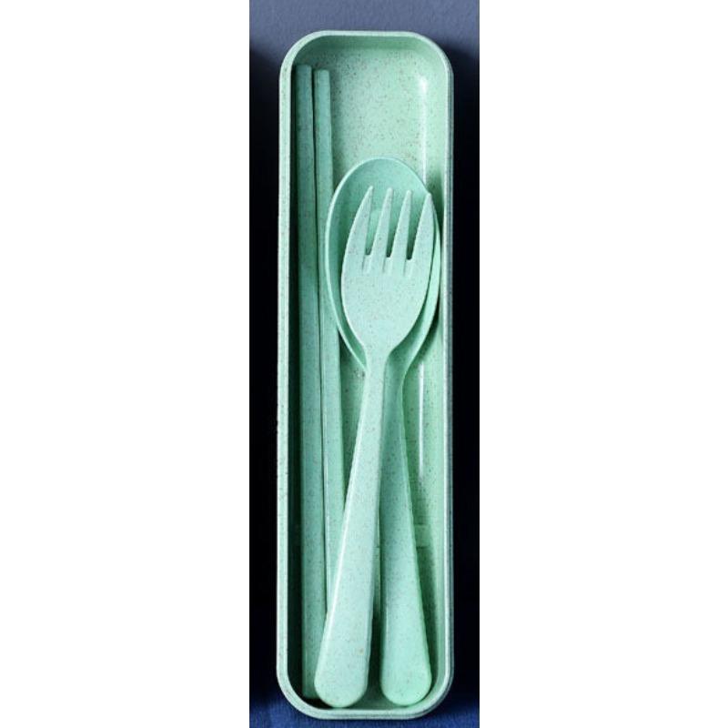 Wheat Straw Tableware Chopsticks Fork Spoon Three-piece Gift Portable Travel Chopsticks Fork Spoon Tableware Set